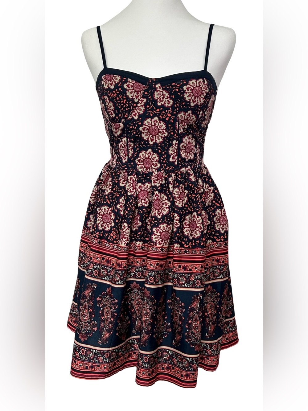 Band of Gypsies Floral Mini Dress Coastal Cowgirl Festival Boho Smocked Medium - Picture 2 of 8